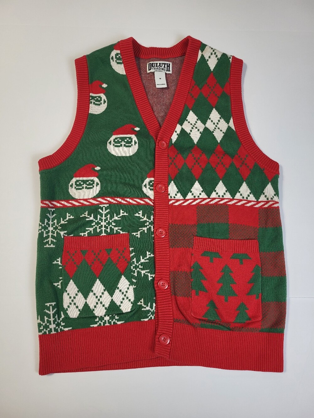 Duluth Trading Co Strongarm Ugly Beaver Sweater Vest Christmas Holiday Cotton